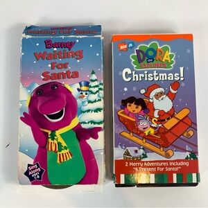 Vintage Christmas VHS Barney Waiting for Santa Dora the Explorer Christmas!